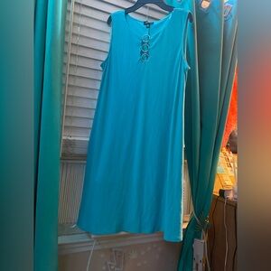 MSK Aqua Dress with Silver Ring Accents